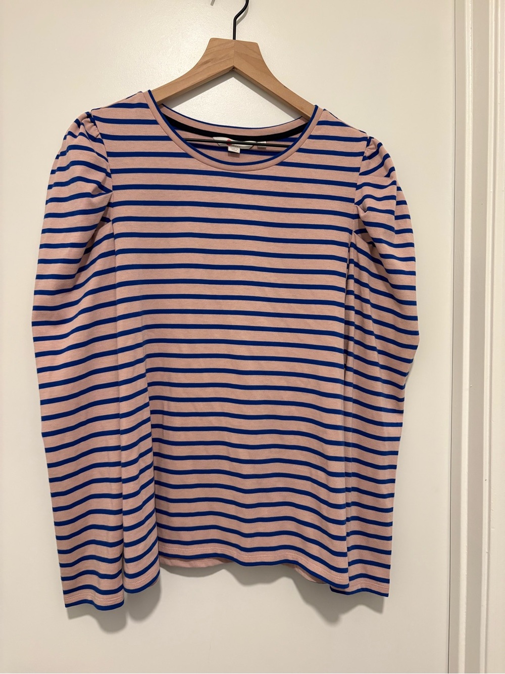 Boden Pink Blue Striped Puff Sleeve Top Women’s US 12 Long Sleeve